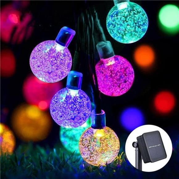 Solar String Lights Outdoor 100 Led 40 Feet Multi-Color Crystal Globe Lights - Picture 1 of 7